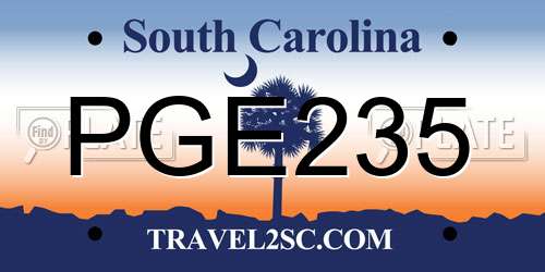 PGE235 South Carolina License Plate