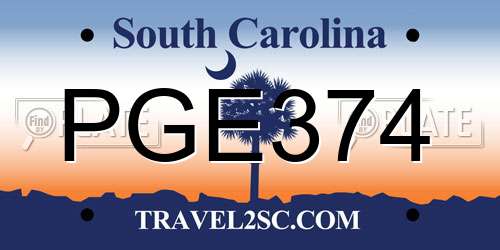 PGE374 South Carolina License Plate
