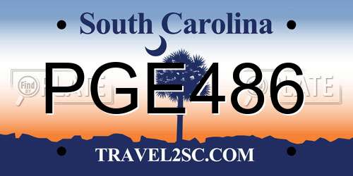 PGE486 South Carolina License Plate