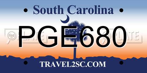 PGE680 South Carolina License Plate