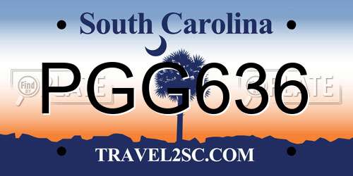 PGG636 South Carolina License Plate