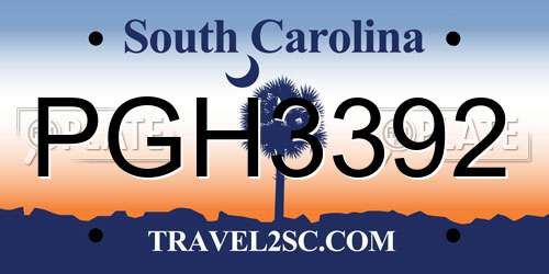 PGH3392 South Carolina License Plate