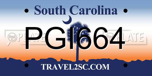PGI664 South Carolina License Plate