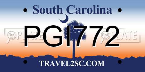 PGI772 South Carolina License Plate