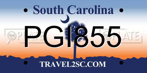 PGI855 South Carolina License Plate