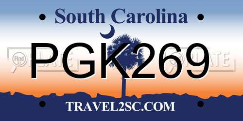 PGK269 South Carolina License Plate
