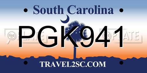 PGK941 South Carolina License Plate