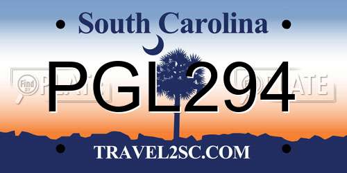 PGL294 South Carolina License Plate