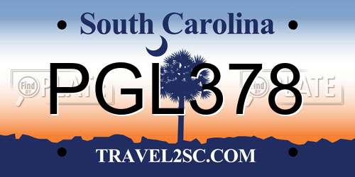 PGL378 South Carolina License Plate