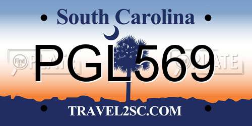 PGL569 South Carolina License Plate