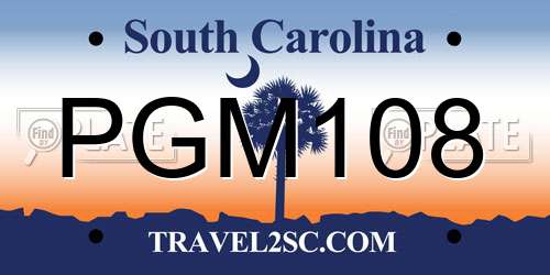 PGM108 South Carolina License Plate