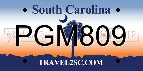 PGM809 South Carolina License Plate