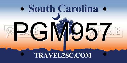 PGM957 South Carolina License Plate