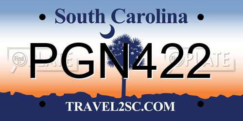 PGN422 South Carolina License Plate