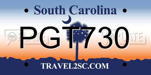 PGT730 South Carolina License Plate