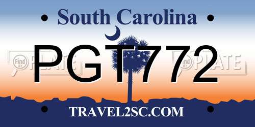 PGT772 South Carolina License Plate