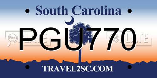 PGU770 South Carolina License Plate