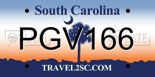 PGV166 South Carolina License Plate