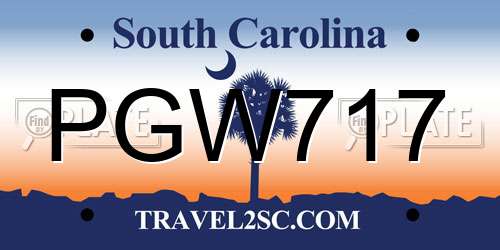 PGW717 South Carolina License Plate