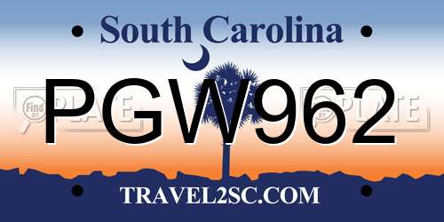 PGW962 South Carolina License Plate