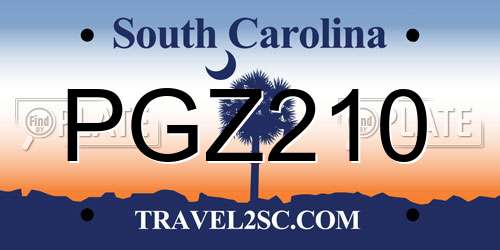 PGZ210 South Carolina License Plate