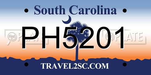 PH5201 South Carolina License Plate