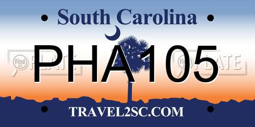 PHA105 South Carolina License Plate