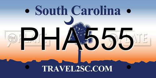 PHA555 South Carolina License Plate