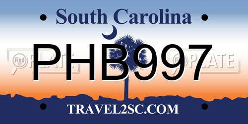 PHB997 South Carolina License Plate