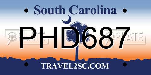 PHD687 South Carolina License Plate