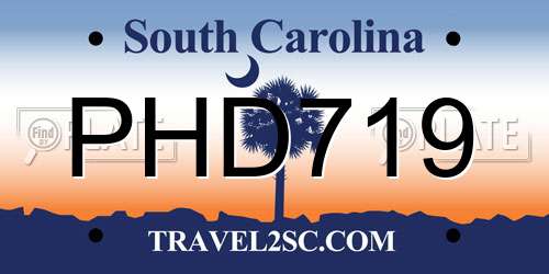 PHD719 South Carolina License Plate