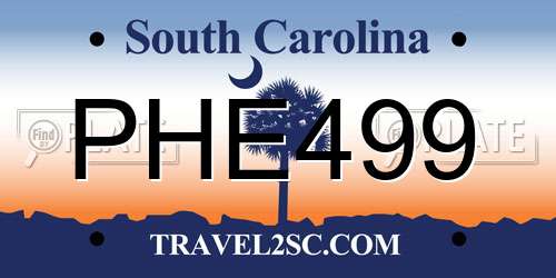PHE499 South Carolina License Plate