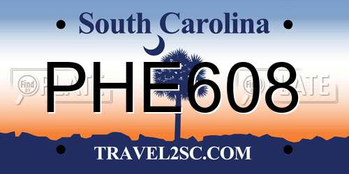 PHE608 South Carolina License Plate
