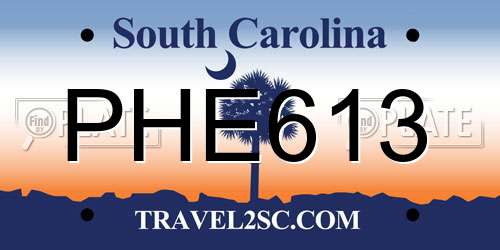 PHE613 South Carolina License Plate