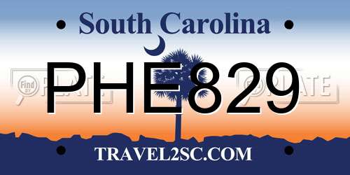 PHE829 South Carolina License Plate