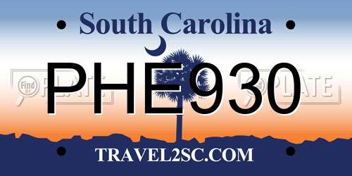 PHE930 South Carolina License Plate
