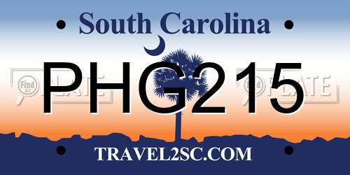 PHG215 South Carolina License Plate