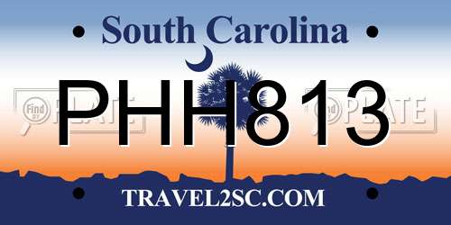 PHH813 South Carolina License Plate