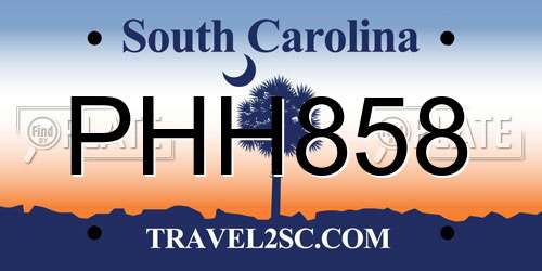 PHH858 South Carolina License Plate