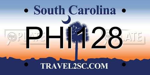 PHI128 South Carolina License Plate