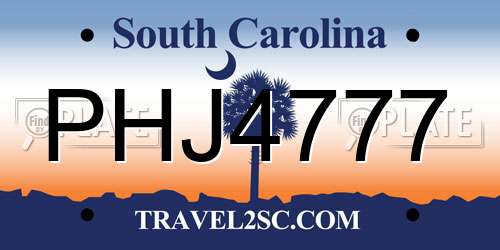 PHJ4777 South Carolina License Plate