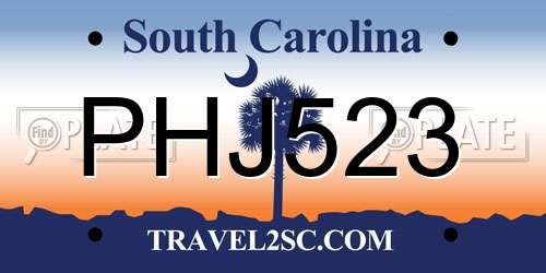 PHJ523 South Carolina License Plate