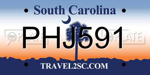 PHJ591 South Carolina License Plate