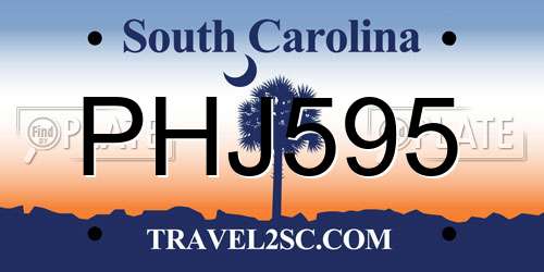 PHJ595 South Carolina License Plate