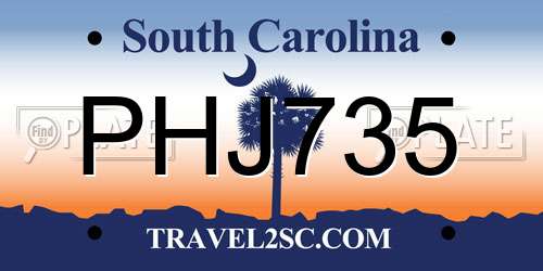 PHJ735 South Carolina License Plate