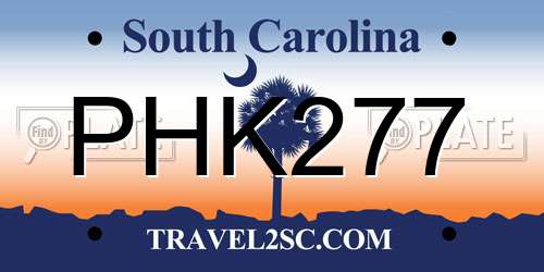 PHK277 South Carolina License Plate