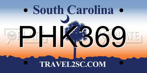 PHK369 South Carolina License Plate