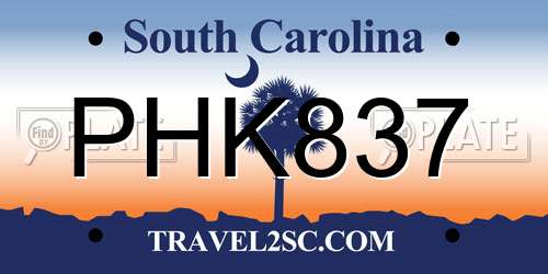 PHK837 South Carolina License Plate