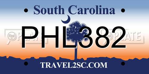 PHL382 South Carolina License Plate