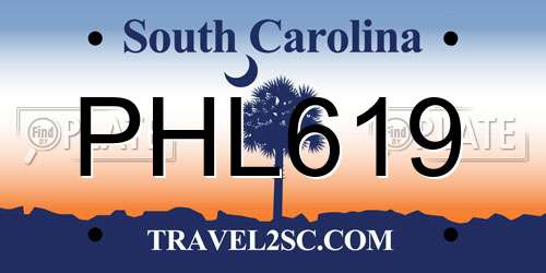 PHL619 South Carolina License Plate